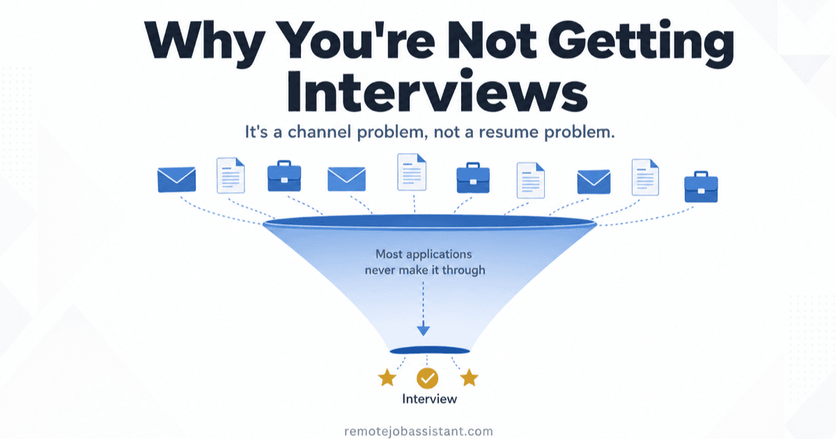 Professional reviewing job application documents at a home office desk with laptop and coffee