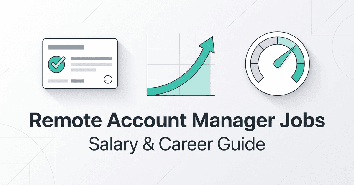 Remote account manager jobs title card with a minimal client-relationship network icon on a light background