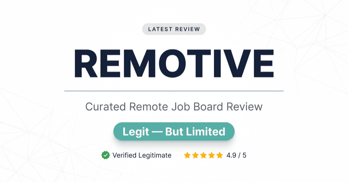Remotive review scorecard showing 4.9/5 ProductHunt rating with verdict badge